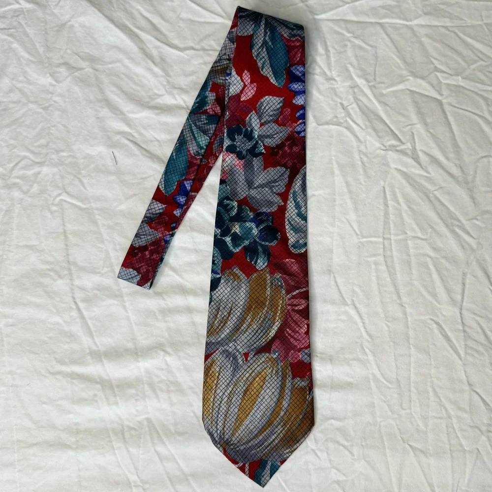 Vincent van Gogh Collection Neck Tie Floral Painting with Grid‎